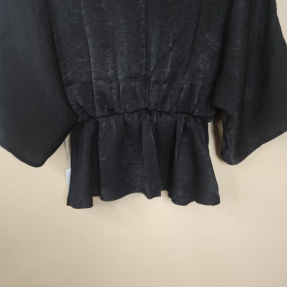 Six/Fifty Batwing Sleeve Empire Waist V-neck Blouse in Black Size S - Picture 6 of 8